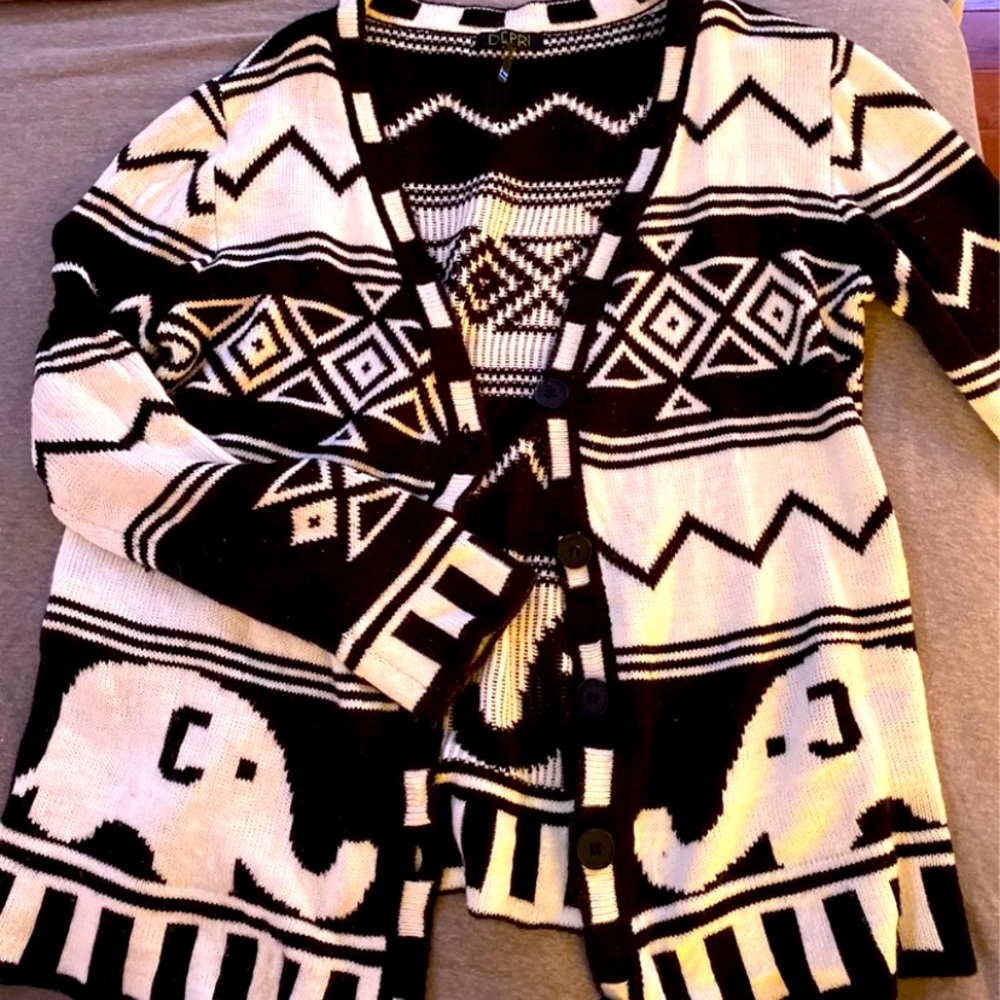 black and white cardigan